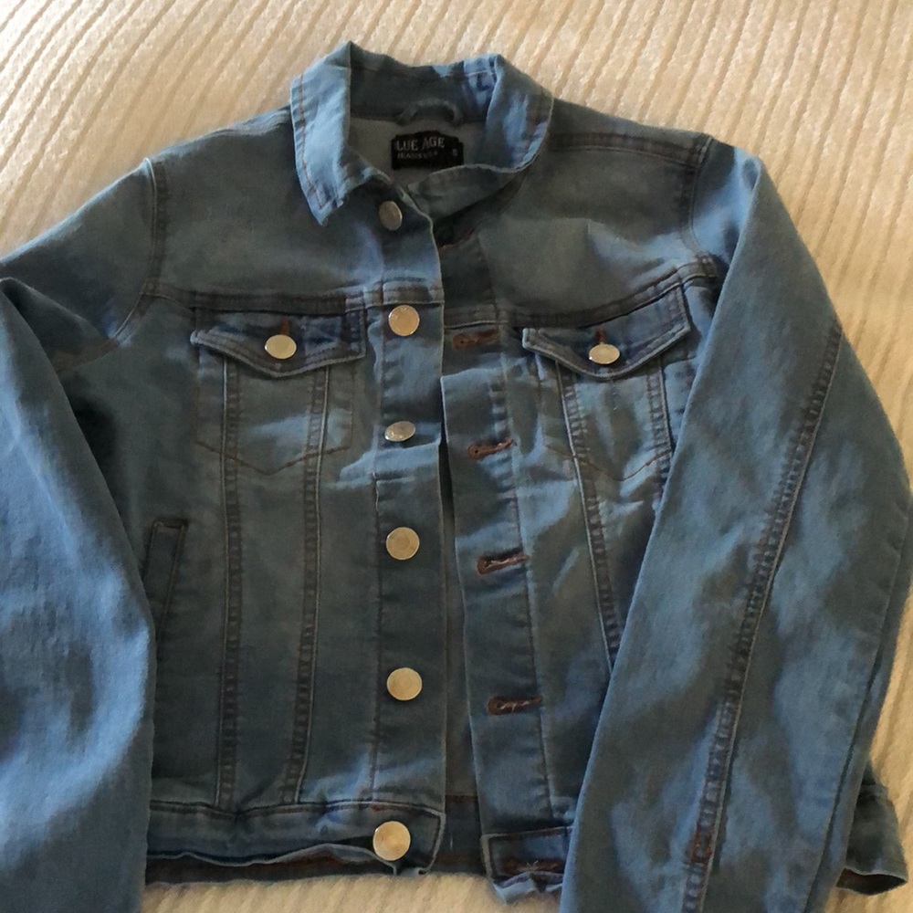 Women’s blue age button Jean stretchy jacket - Picture 4 of 16